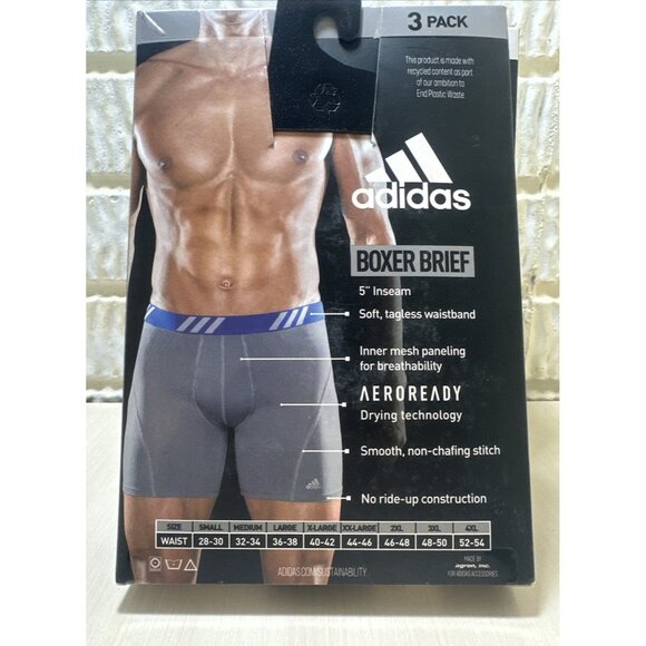 Adidas Mens 3-Pack Boxer Briefs XXL Performance Mesh Breathable AEROREADY - Picture 3 of 8